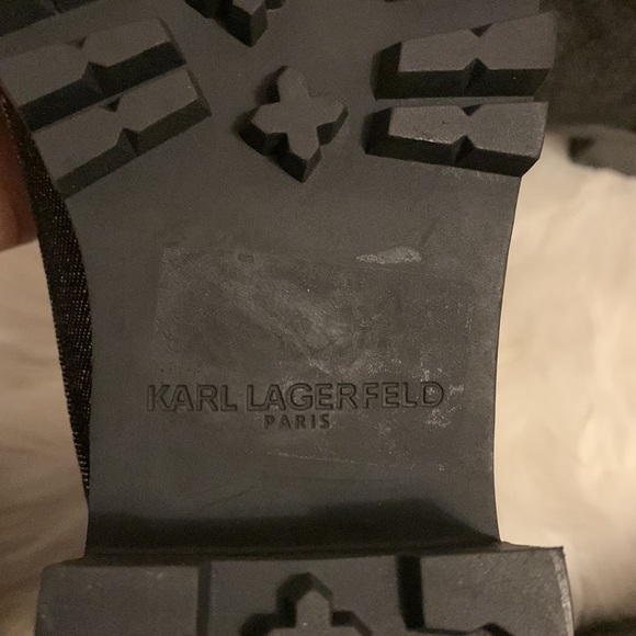 NEW🌟 Karl Lagerfeld Boots Pippa Payson Lug-Sole combat moto with crystal buckle - Picture 8 of 10